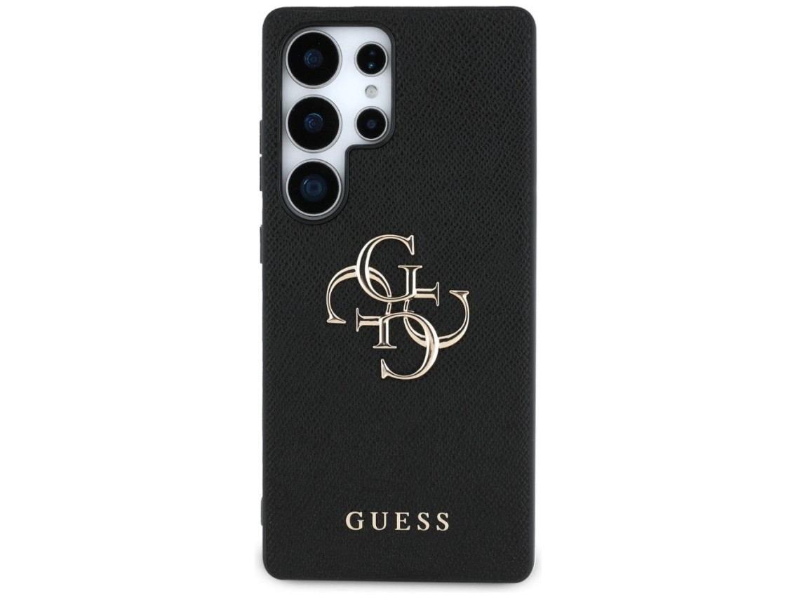 Capa Guess Granulada com Logo 4G Grande e Logo Cl�ssico Pequeno para Samsung Galaxy S25 Ultra preta