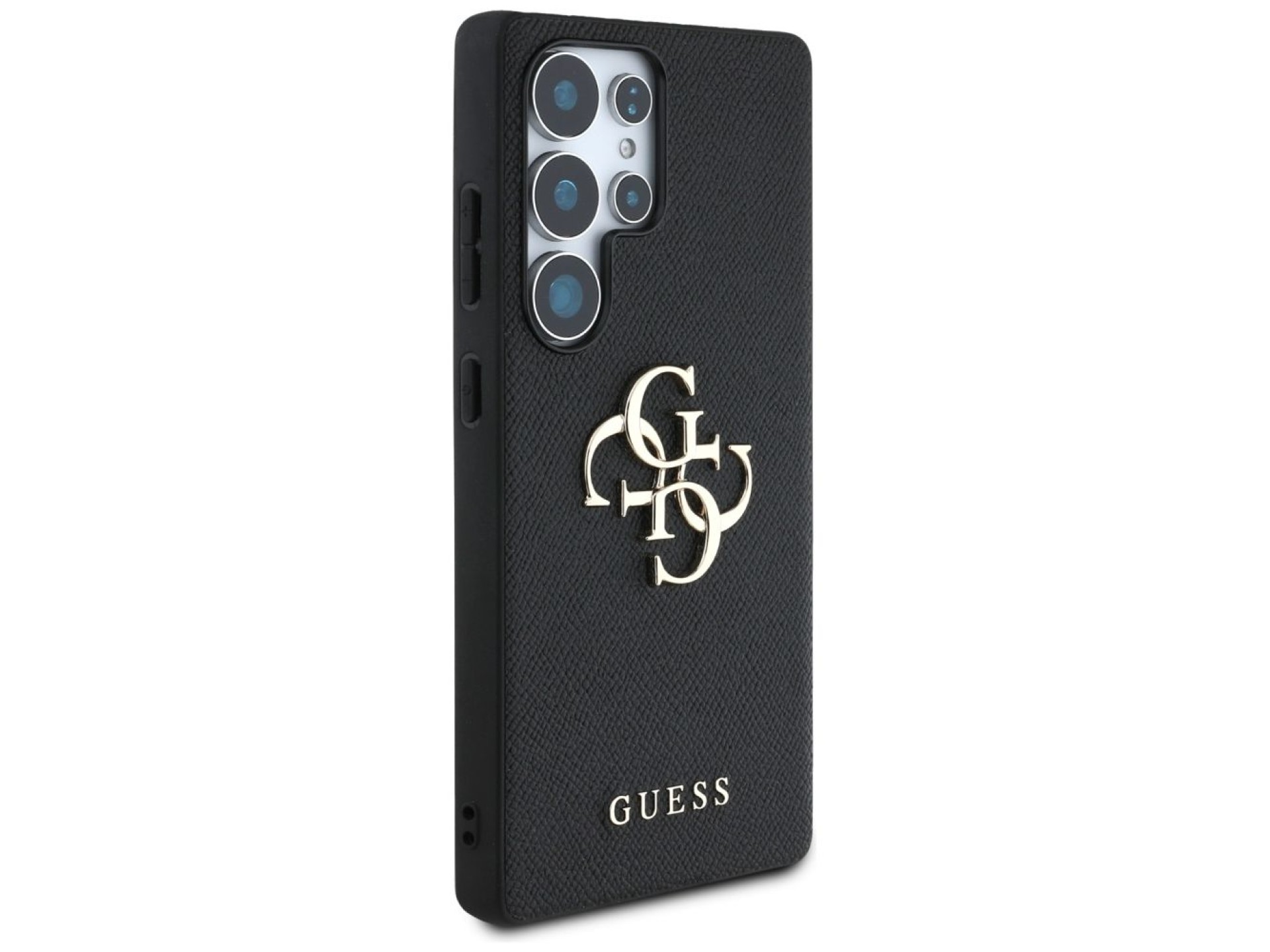 Capa Guess Granulada com Logo 4G Grande e Logo Clássico Pequeno para Samsung Galaxy S25 Ultra preta