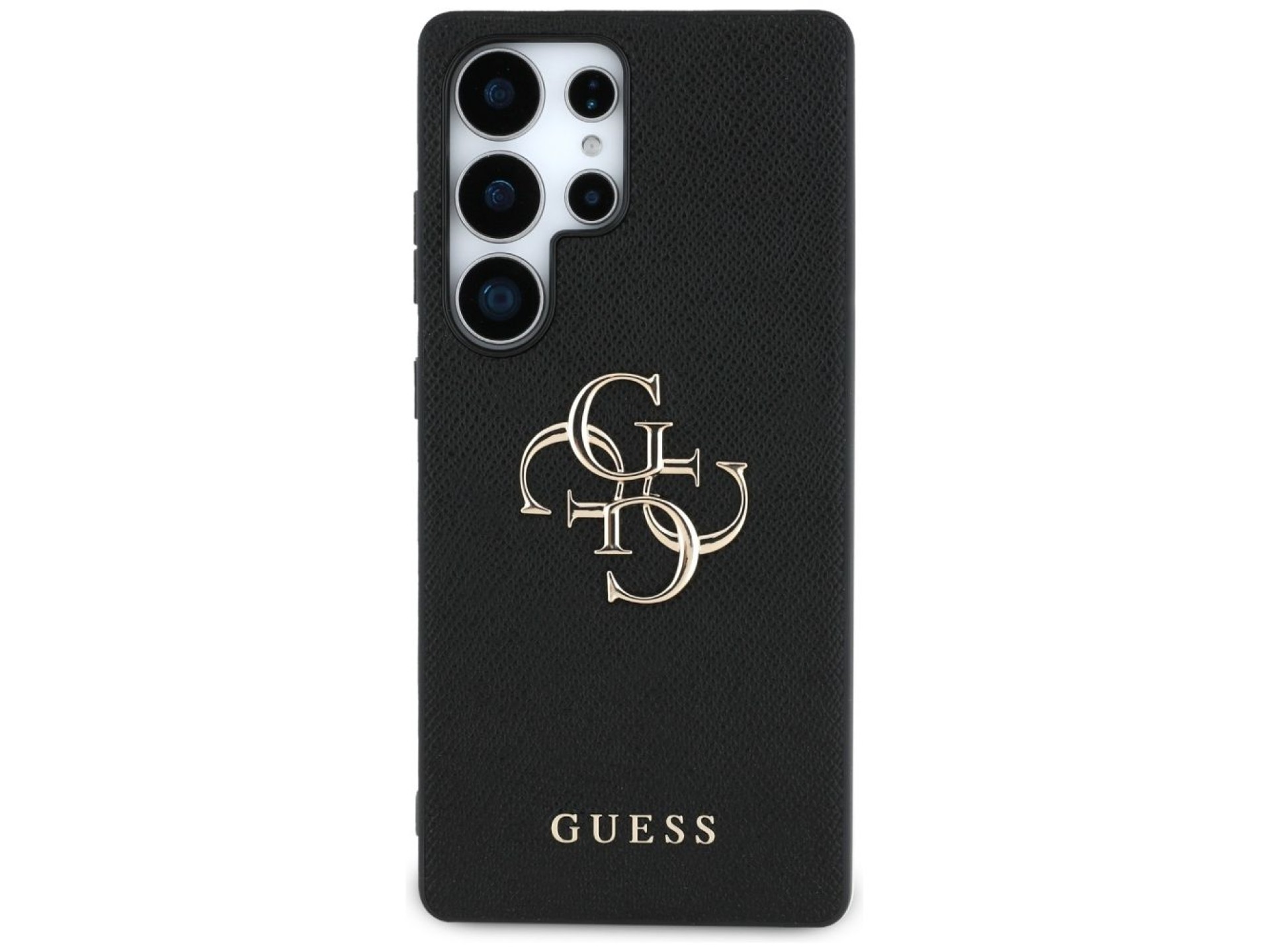 Capa Guess Granulada com Logo 4G Grande e Logo Clássico Pequeno para Samsung Galaxy S25 Ultra preta