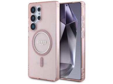 Guess Glitter Circle Classic Logo MagSafe case for Samsung Galaxy S25 Ultra - pink Guess Glitter Circle Classic Logo MagSafe case for Samsung Galaxy S25 Ultra - pink