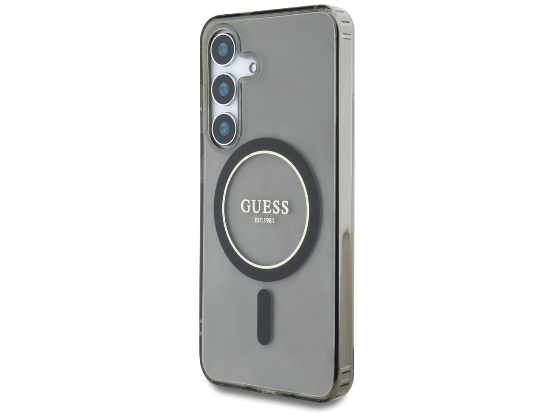 Guess Glitter Circle Classic Logo MagSafe case for Samsung Galaxy S25 - black