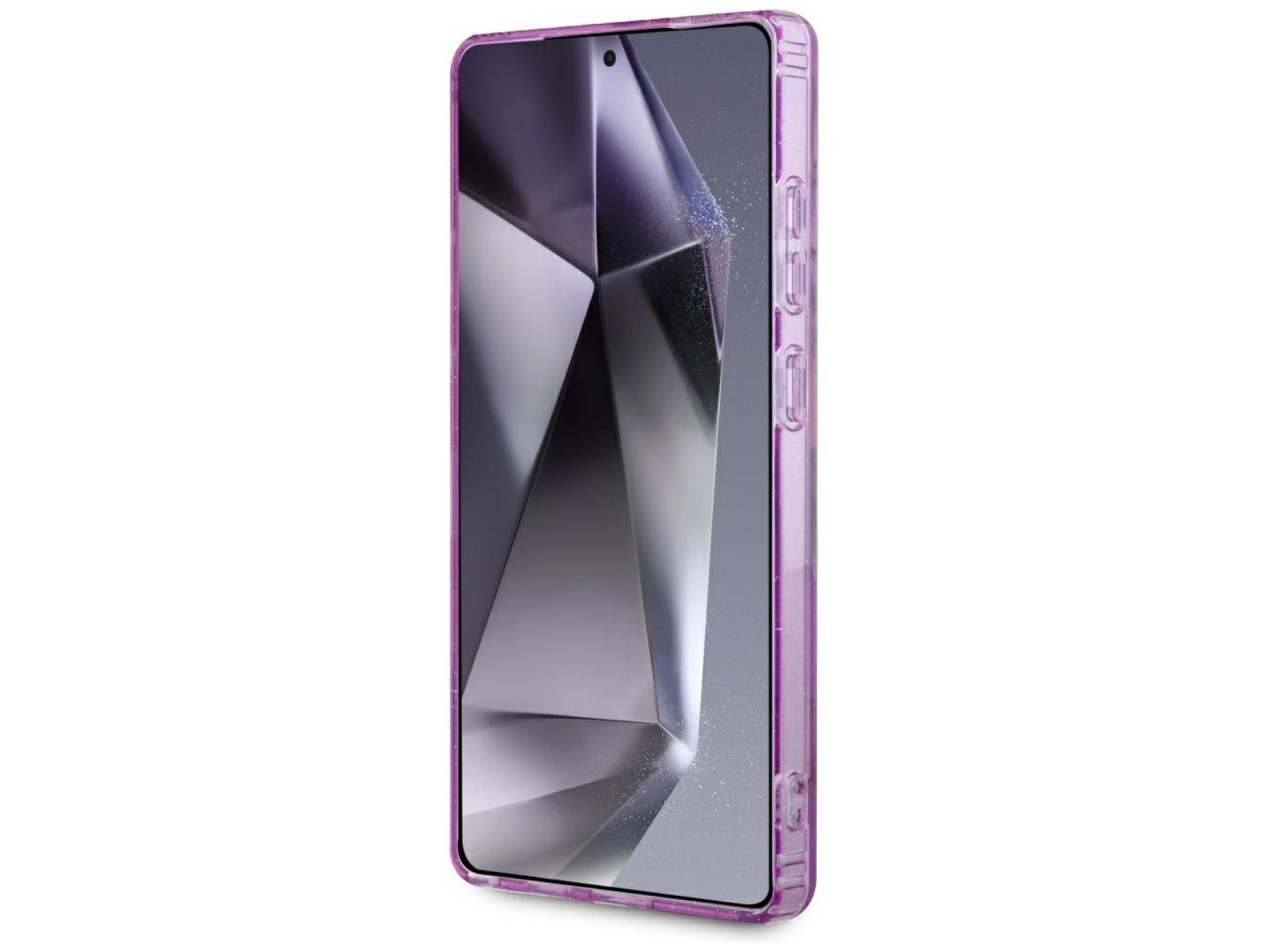 Guess Glitter Flowers Triangle Buttons MagSafe case for Samsung Galaxy S25 Ultra - purple