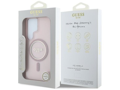 Funda Guess Glitter Circle Classic Logo MagSafe para Samsung Galaxy S25 Ultra - rosa