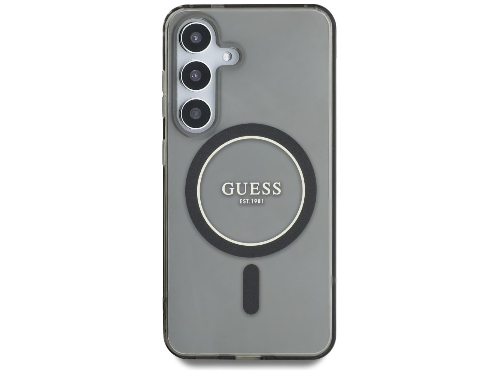 Guess Glitter Circle Classic Logo MagSafe case for Samsung Galaxy S25 - black