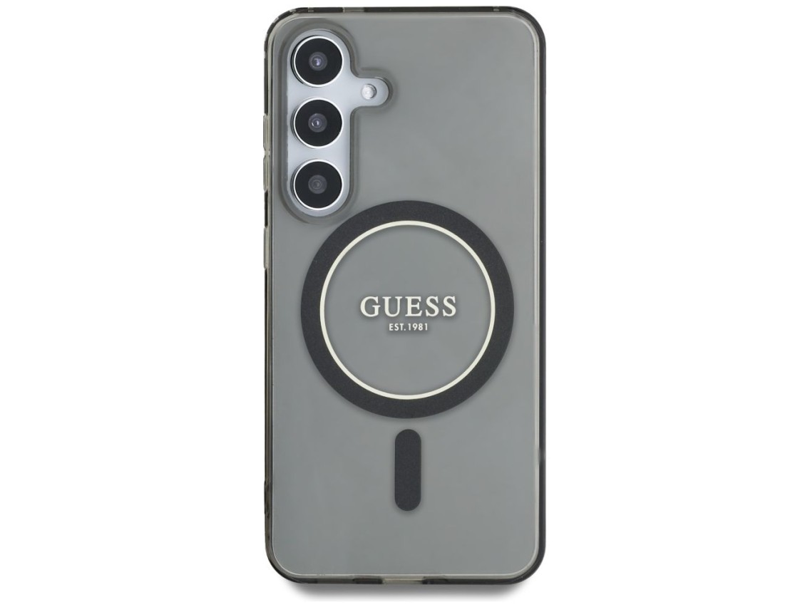 Guess Glitter Circle Classic Logo MagSafe case for Samsung Galaxy S25 - black