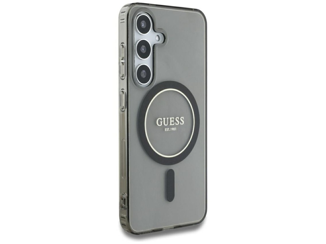 Guess Glitter Circle Classic Logo MagSafe case for Samsung Galaxy S25 - black