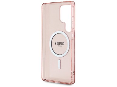 Funda Guess Glitter Circle Classic Logo MagSafe para Samsung Galaxy S25 Ultra - rosa