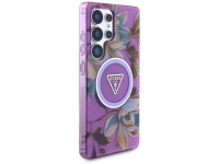 Guess Glitter Flowers Triangle Buttons MagSafe case for Samsung Galaxy S25 Ultra - purple Guess Glitter Flowers Triangle Buttons MagSafe case for Samsung Galaxy S25 Ultra - purple