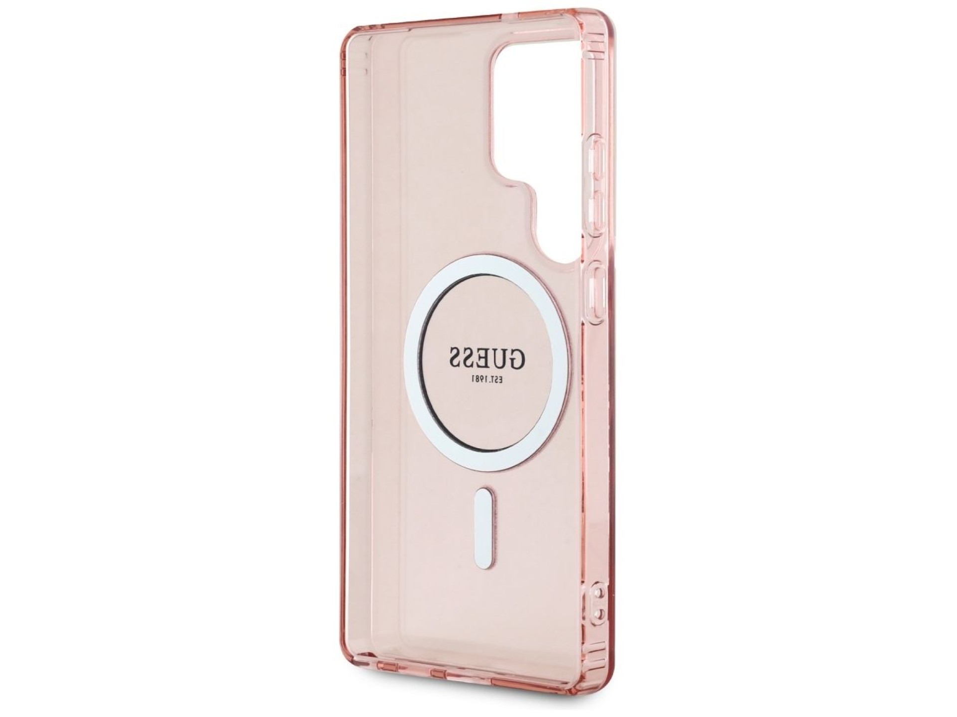 Guess Glitter Circle Classic Logo MagSafe case for Samsung Galaxy S25 Ultra - pink