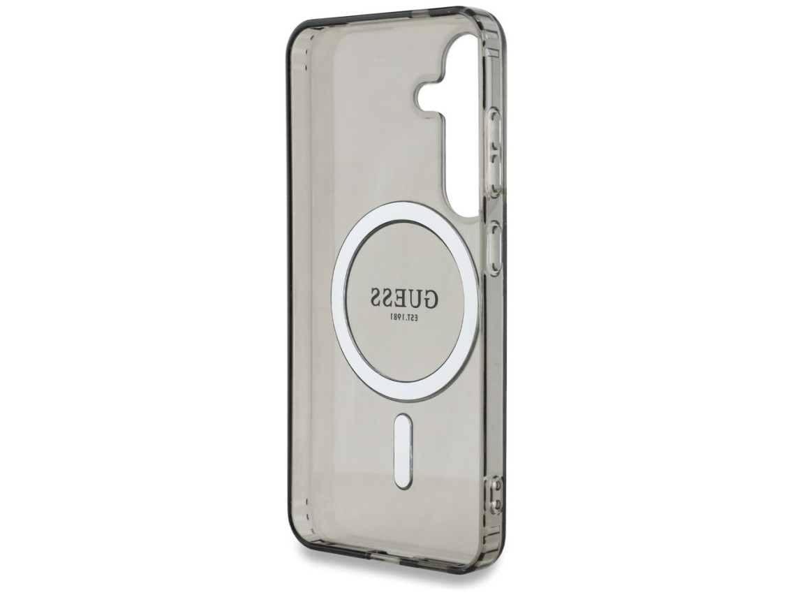 Guess Glitter Circle Classic Logo MagSafe case for Samsung Galaxy S25 - black