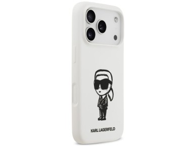 Karl Lagerfeld Silicone Karl Sketch & Logo MagSafe Case for iPhone 17 Pro - White Karl Lagerfeld Silicone Karl Sketch & Logo MagSafe Case for iPhone 17 Pro - White