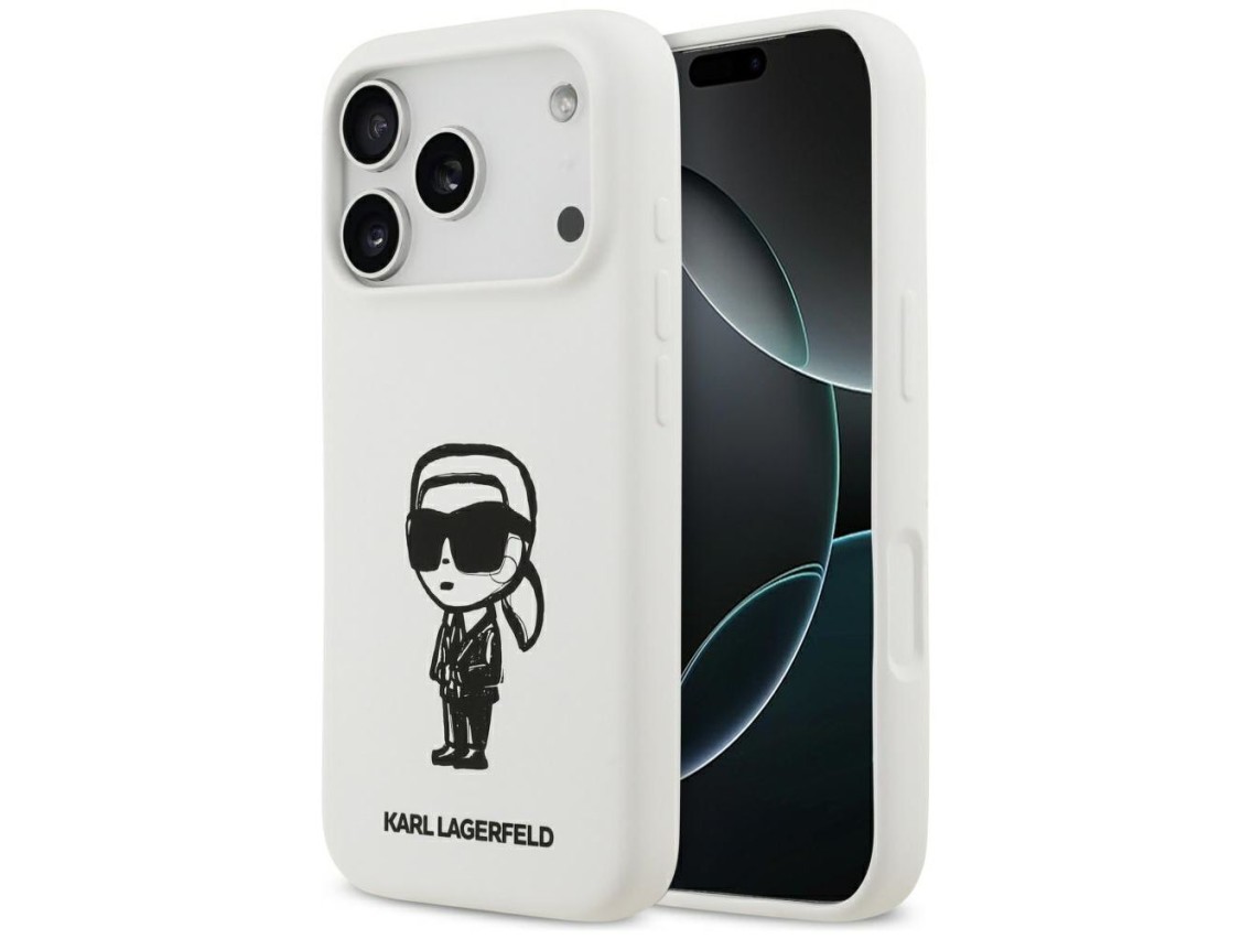 Karl Lagerfeld Silicone Karl Sketch & Logo MagSafe Case for iPhone 17 Pro - White