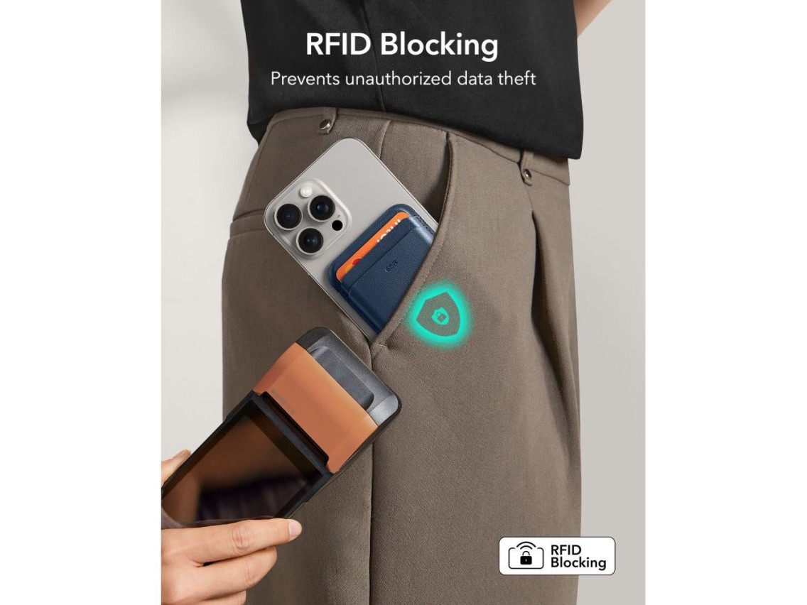 Carteira magnética ESR Classic RFID MagSafe para celular - Azul marinho