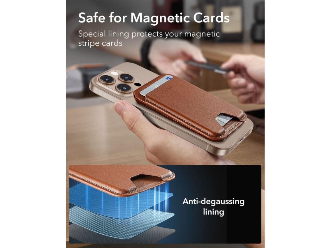 ESR Classic RFID Magnetic Wallet Stand MagSafe for Phone - Brown