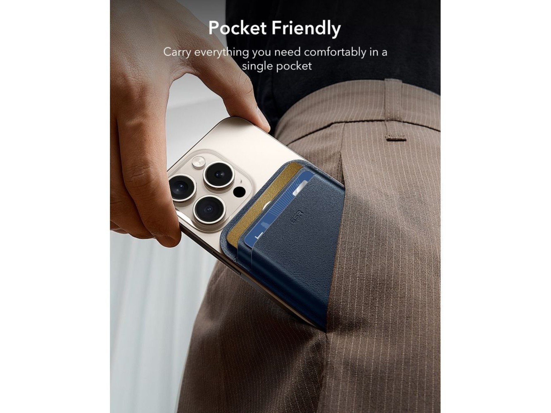 Carteira magnética ESR Classic RFID MagSafe para celular - Azul marinho