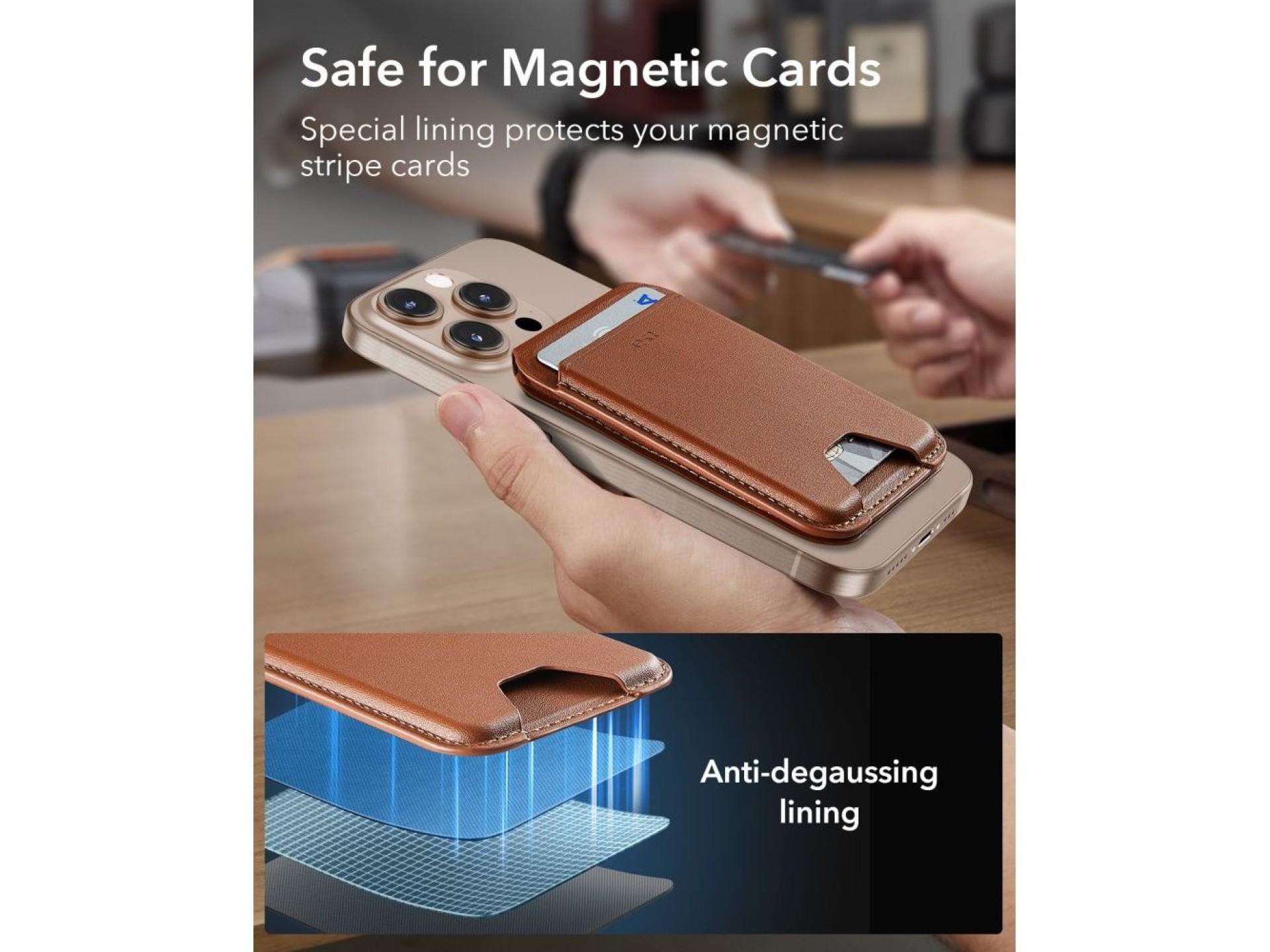 ESR Classic Carteira Magnética RFID MagSafe para Celular - Marrom
