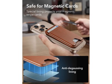 Soporte magnético tipo cartera ESR Classic RFID MagSafe para teléfono - Marrón Soporte magnético tipo cartera ESR Classic RFID MagSafe para teléfono - Marrón