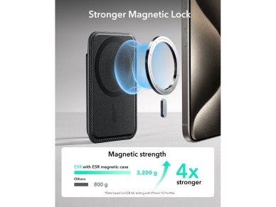 Carteira magn�tica ESR Classic RFID MagSafe para celular - Preta