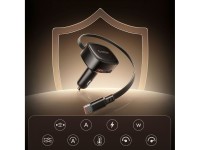Carregador veicular Orico FC-66-1A2C de 66 W com cabo USB-C retr�til integrado - Preto