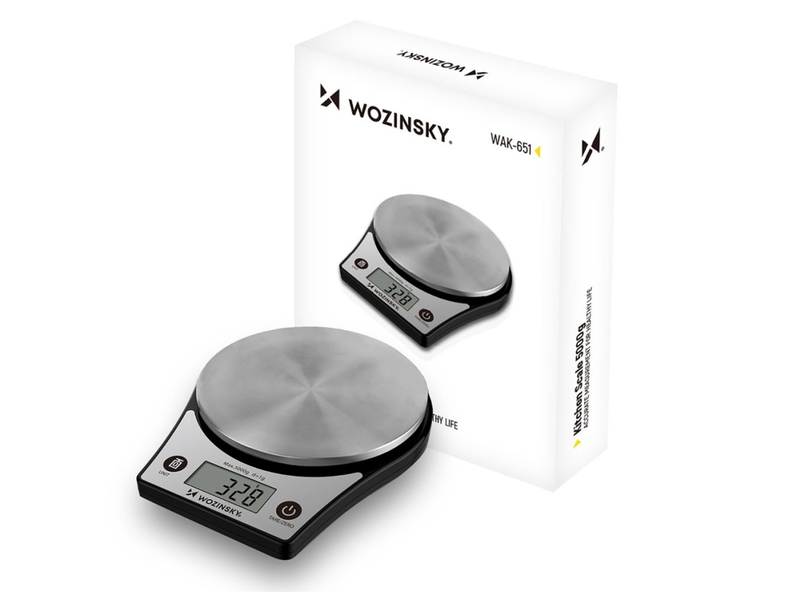 Balan�a de cozinha Wozinsky WAK-651 com visor LCD, capacidade at� 5 kg - Preta