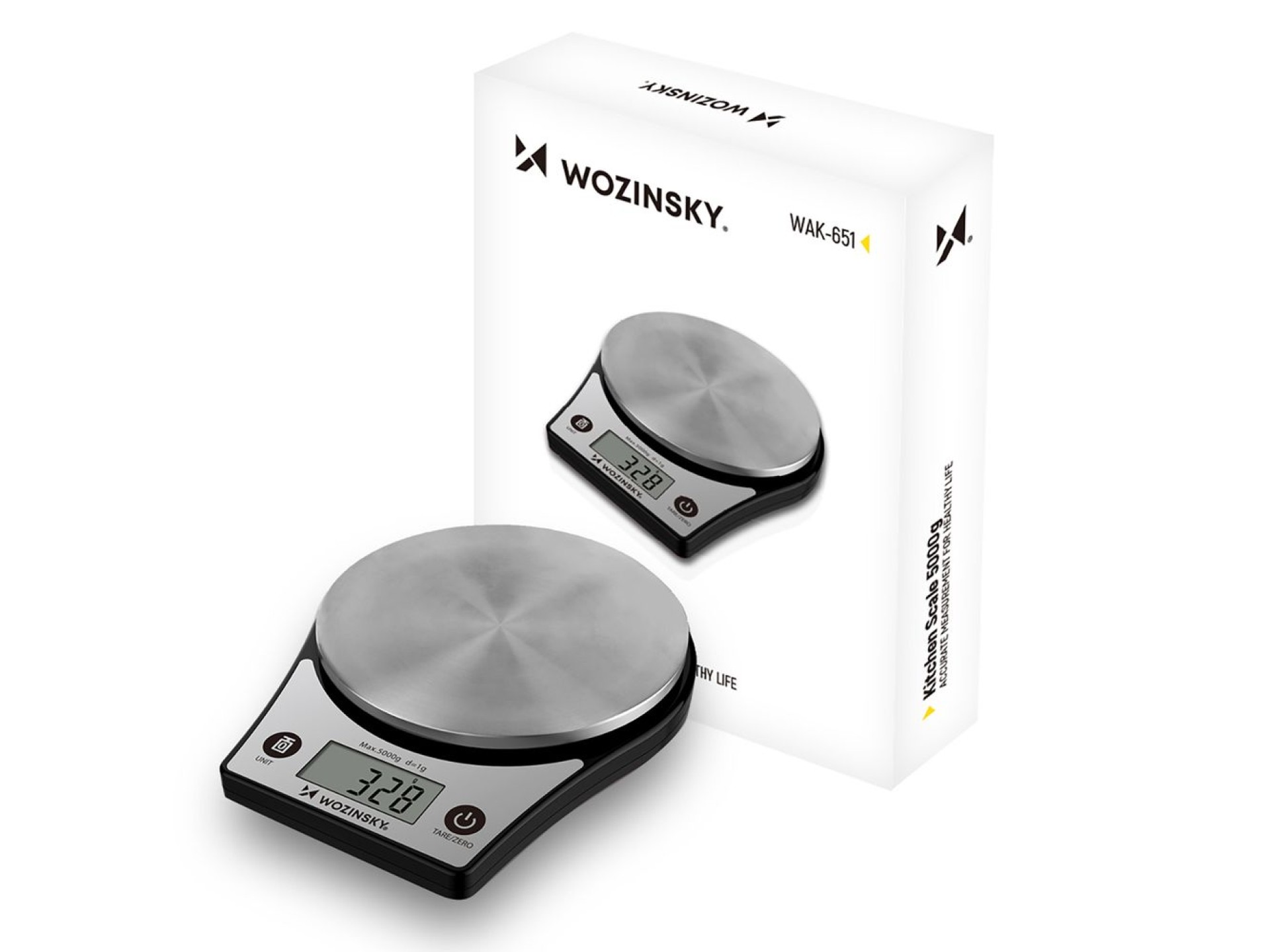 Balança de cozinha Wozinsky WAK-651 com visor LCD, capacidade até 5 kg - Preta
