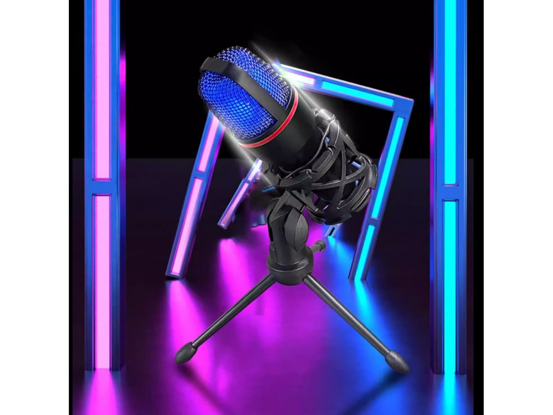 Microfone USB para jogos Wozinsky Studio com suporte RGB - Preto