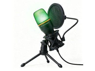 Microfone USB para jogos Wozinsky Studio com suporte RGB - Preto Microfone USB para jogos Wozinsky Studio com suporte RGB - Preto
