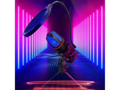Wozinsky Studio Gaming USB Computer Microphone with RGB Stand - Black Wozinsky Studio Gaming USB Computer Microphone with RGB Stand - Black
