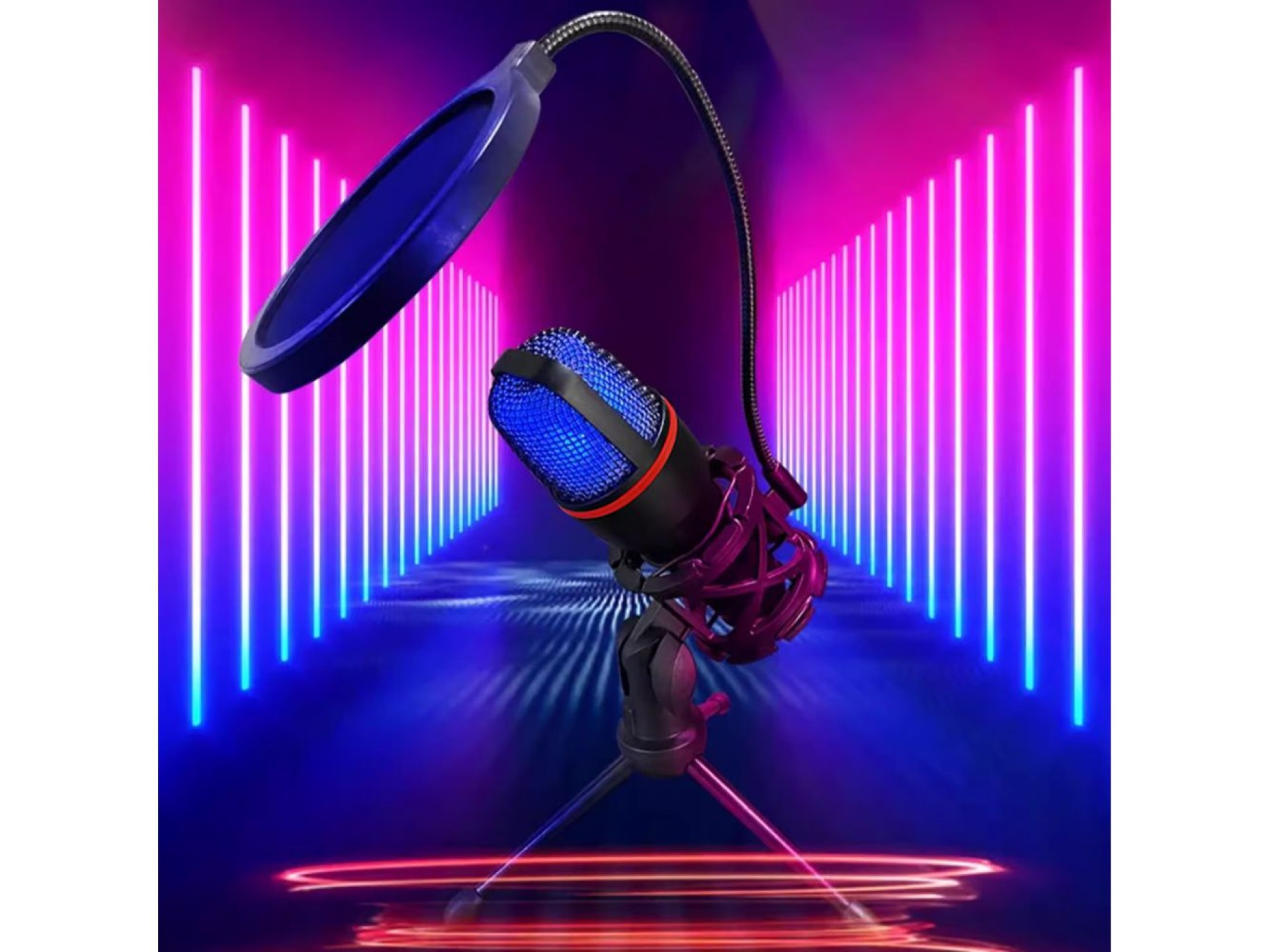 Microfone USB para jogos Wozinsky Studio com suporte RGB - Preto