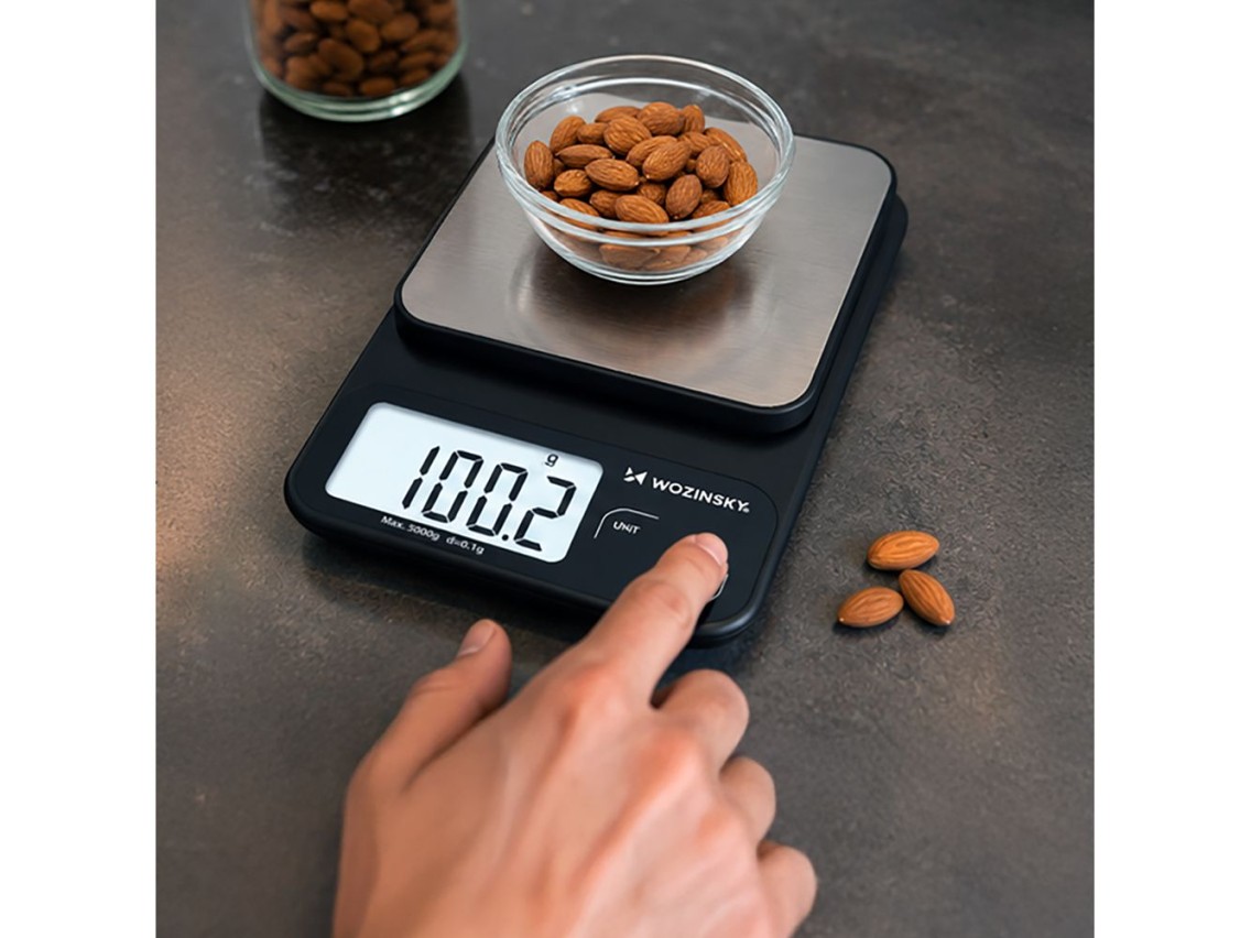 Balanza de cocina Wozinsky WAK-2252 precisa con gran pantalla LCD de hasta 5 kg - negra