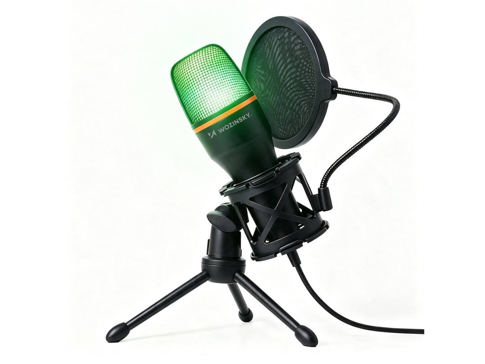 Microfone USB para jogos Wozinsky Studio com suporte RGB - Preto