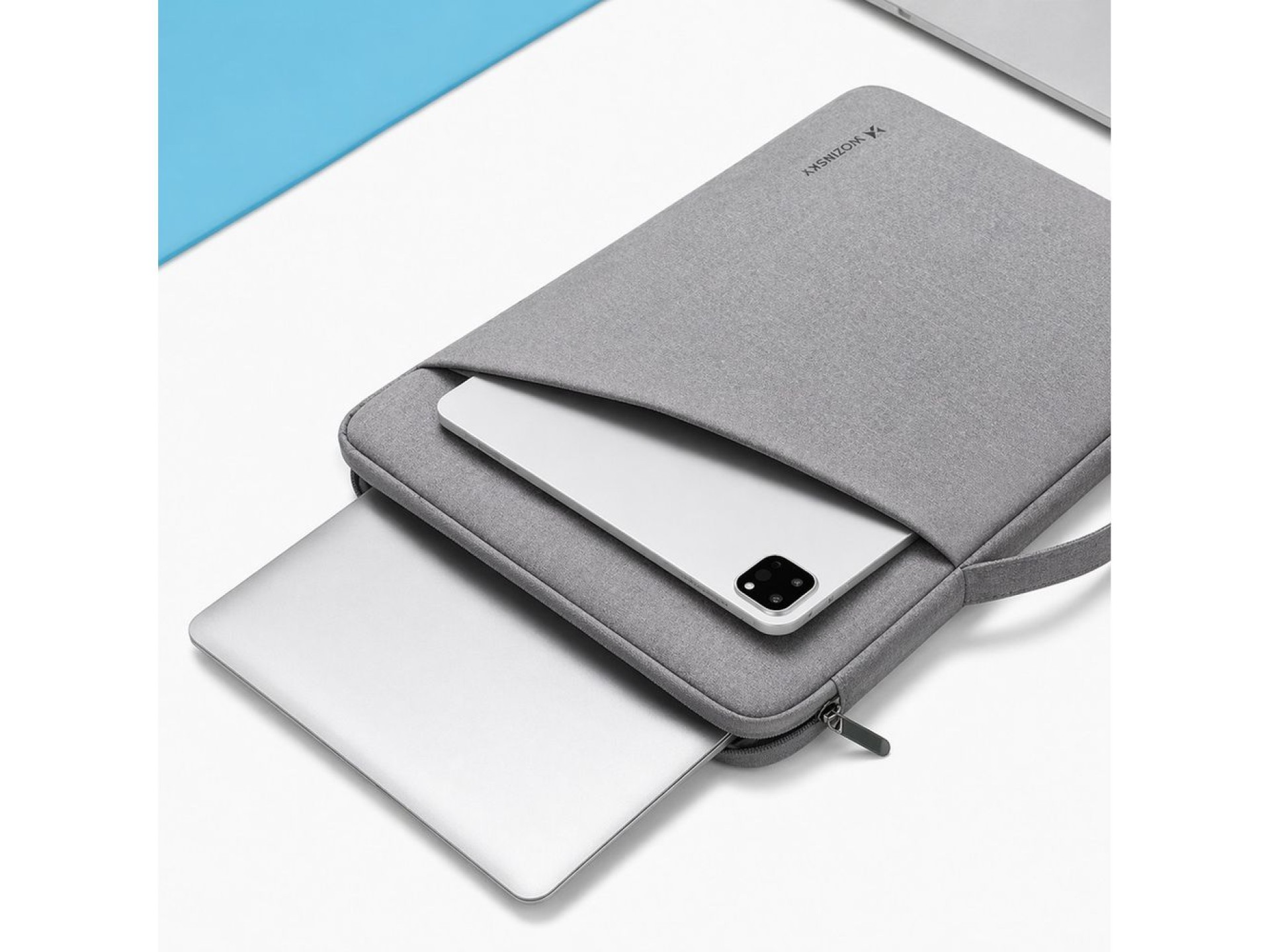 Bolsa para laptop Wozinsky WTNP-14G de 13 a 14 polegadas com alça retrátil - Cinza