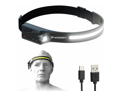 Linterna frontal LED CREE Wozinsky WLC-1200 de 350 lm con clasificación IPX4 y sensor de movimiento Linterna frontal LED CREE Wozinsky WLC-1200 de 350 lm con clasificación IPX4 y sensor de movimiento