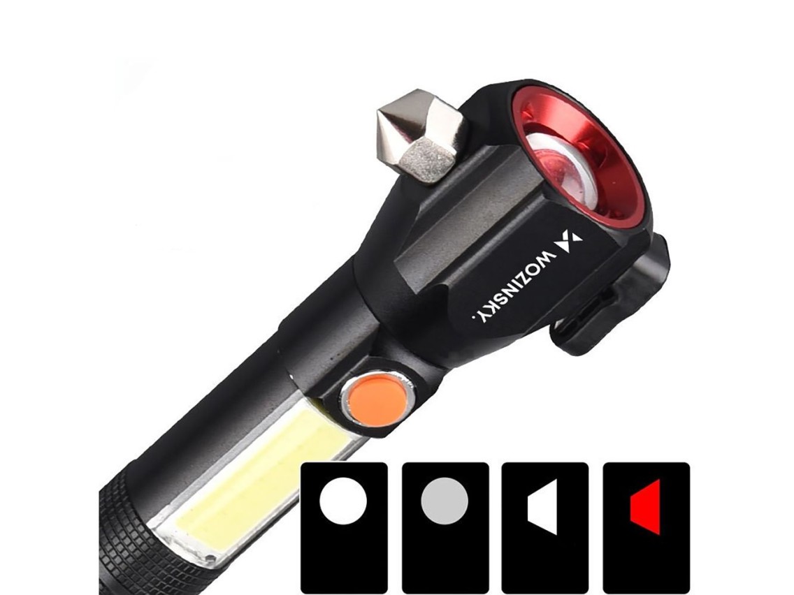 Wozinsky WLR-31 5W 500lm CREE 3-in-1 Multifunction Flashlight with Glass Breaker and Seat Belt Cutte