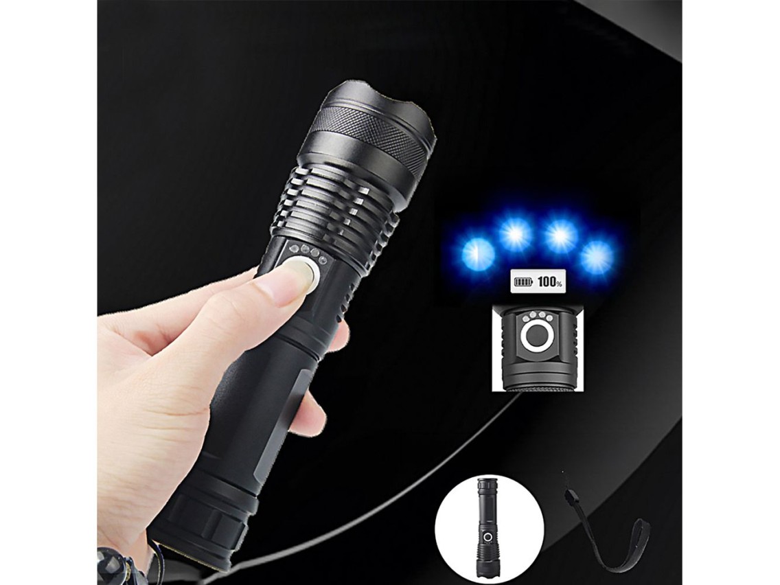 Wozinsky WLT-15W 15W 1500lm CREE IP65 Tactical Flashlight with Adjustable Beam - Black