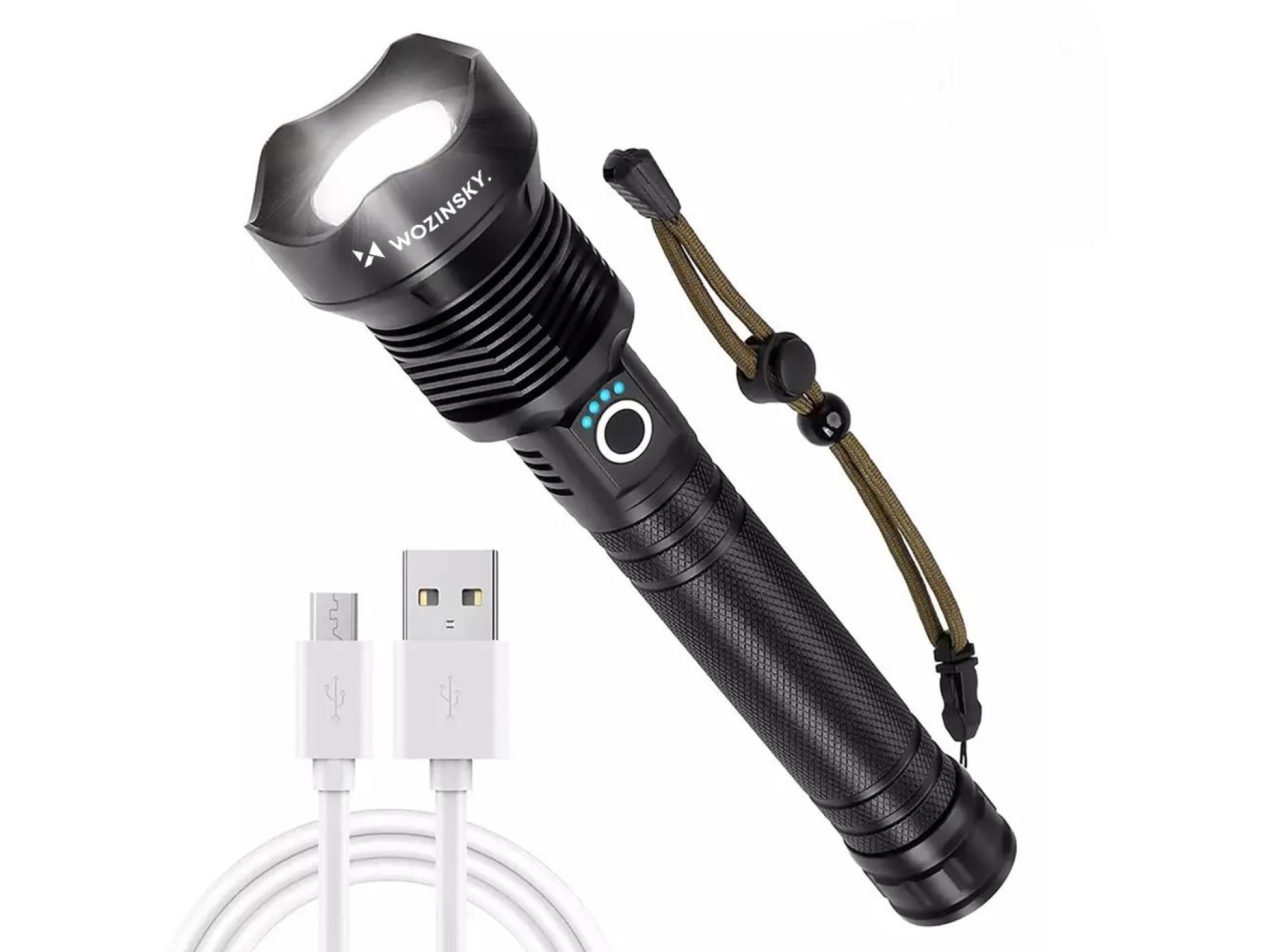 Wozinsky WLT-20W tactical flashlight 20 W 2000 lm CREE diodes IP65 with adjustable beam - black