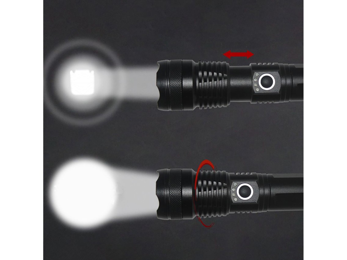 Wozinsky WLT-15W 15W 1500lm CREE IP65 Tactical Flashlight with Adjustable Beam - Black