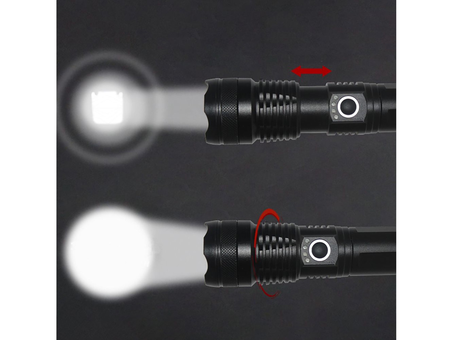Lanterna Tática Wozinsky WLT-15W 15W 1500lm CREE IP65 com Feixe Ajustável - Preta