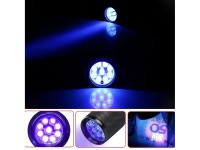 Wozinsky WLD-9L IP65 UV Flashlight for Trace Detection - Black