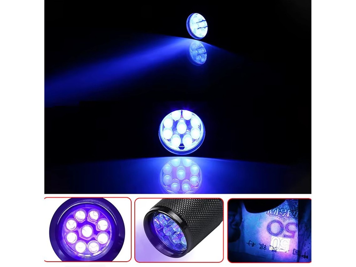 Wozinsky WLD-9L IP65 UV Flashlight for Trace Detection - Black