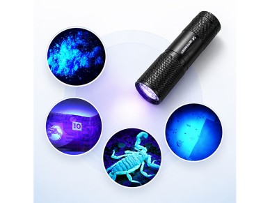Wozinsky WLD-9L IP65 UV Flashlight for Trace Detection - Black Wozinsky WLD-9L IP65 UV Flashlight for Trace Detection - Black