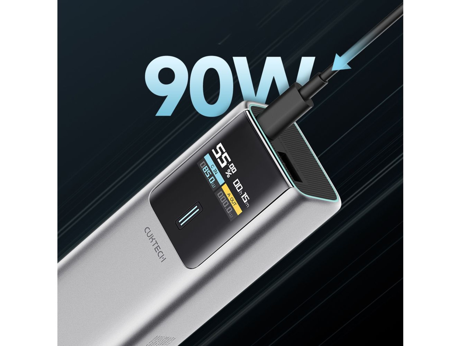 CUKTECH CKPB100PGLBL Powerbank 150W 10000mAh USB-C USB-A - Gray