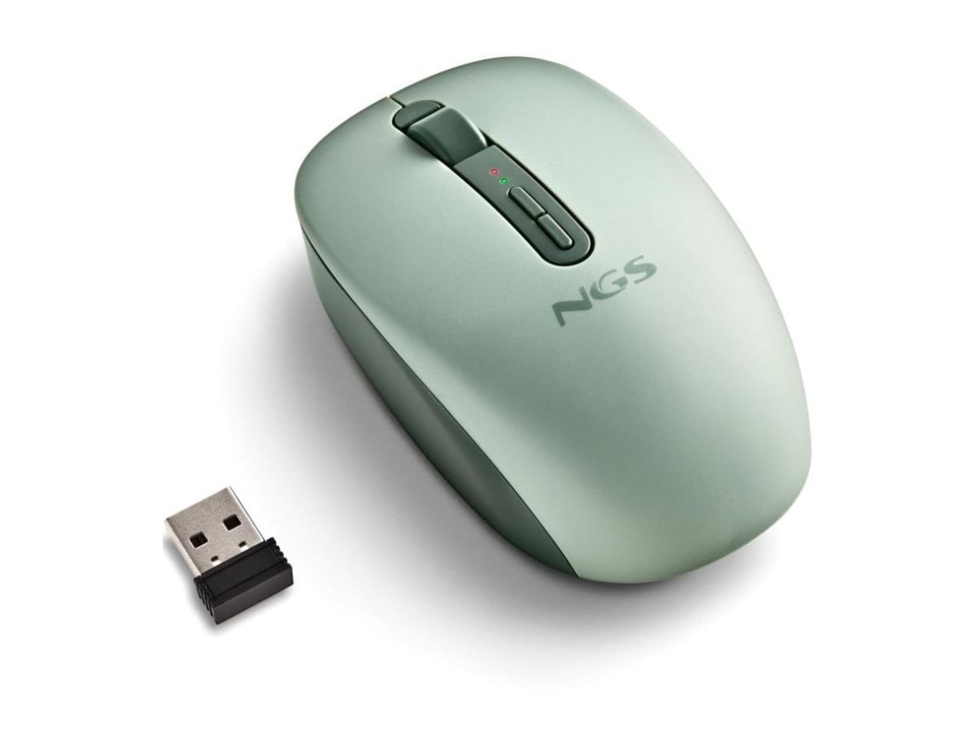NGS Fog Dual FOGDUALGREEN Wireless Ergonomic Mouse, Silent/Up to 1600 DPI/Green