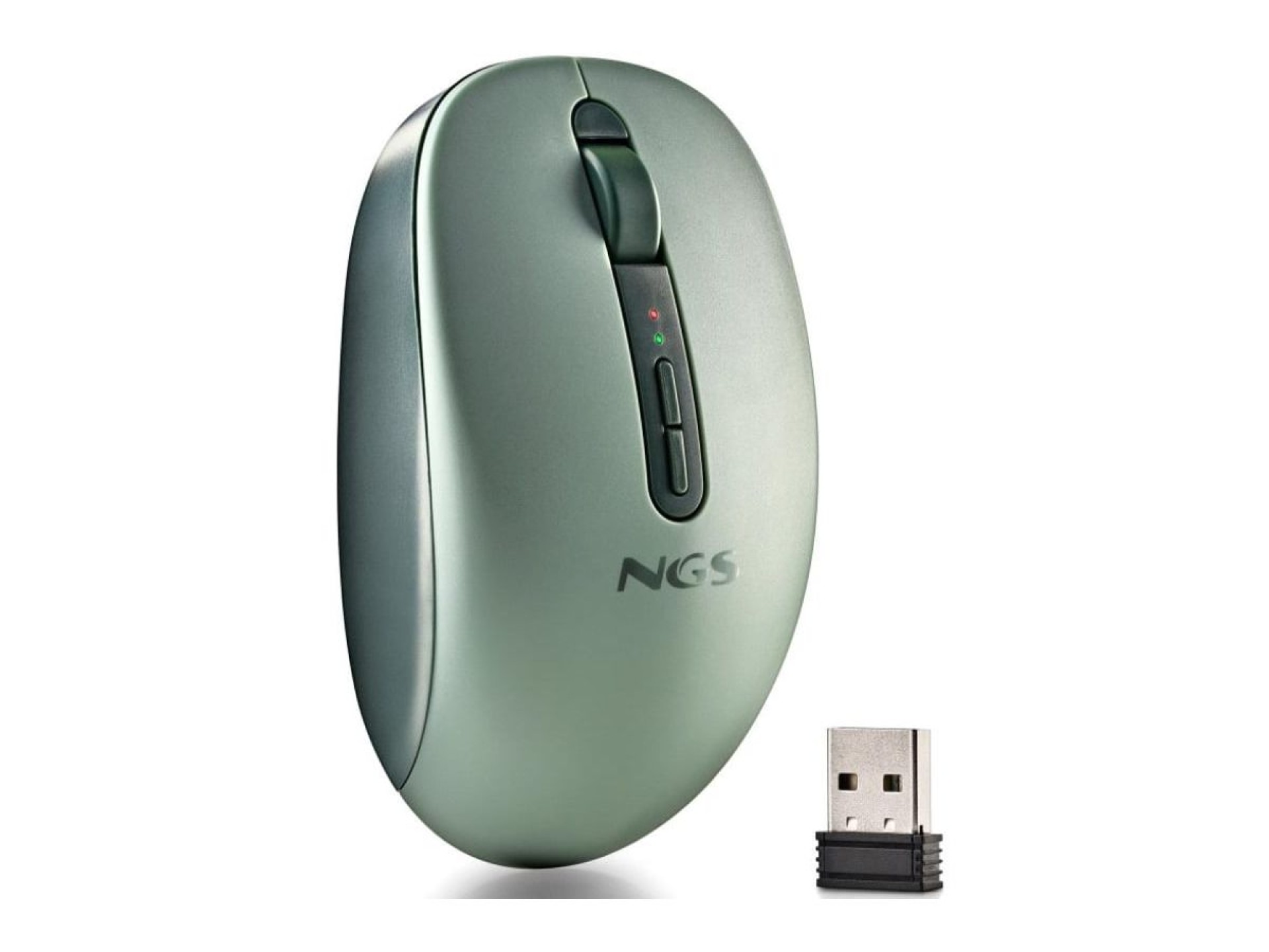 NGS Fog Dual FOGDUALGREEN Wireless Ergonomic Mouse, Silent/Up to 1600 DPI/Green