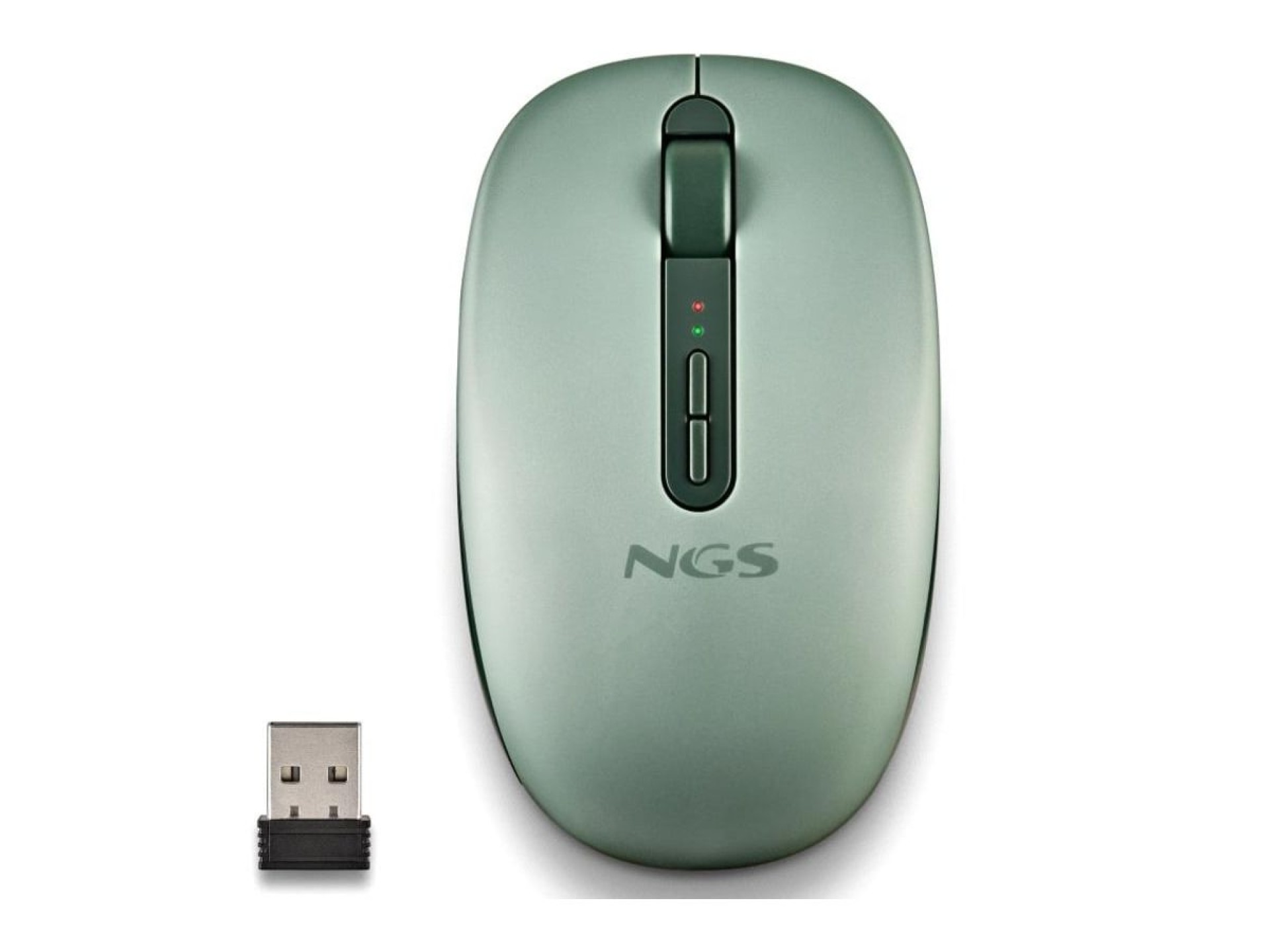 NGS Fog Dual FOGDUALGREEN Wireless Ergonomic Mouse, Silent/Up to 1600 DPI/Green