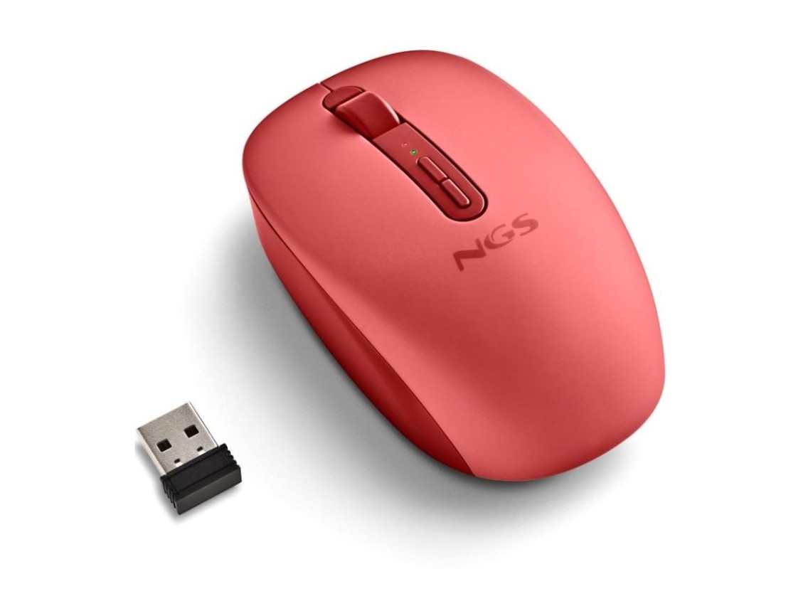 Mouse ergon�mico sem fio NGS Fog Dual FOGDUALRED, silencioso/at� 1600 DPI/vermelho