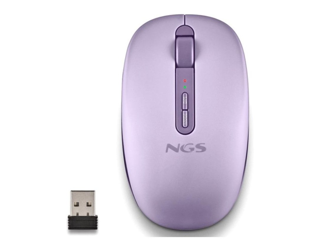Mouse ergonômico sem fio NGS Fog Dual FOGDUALPURPLE Silencioso/ Até 1600 DPI/ Roxo