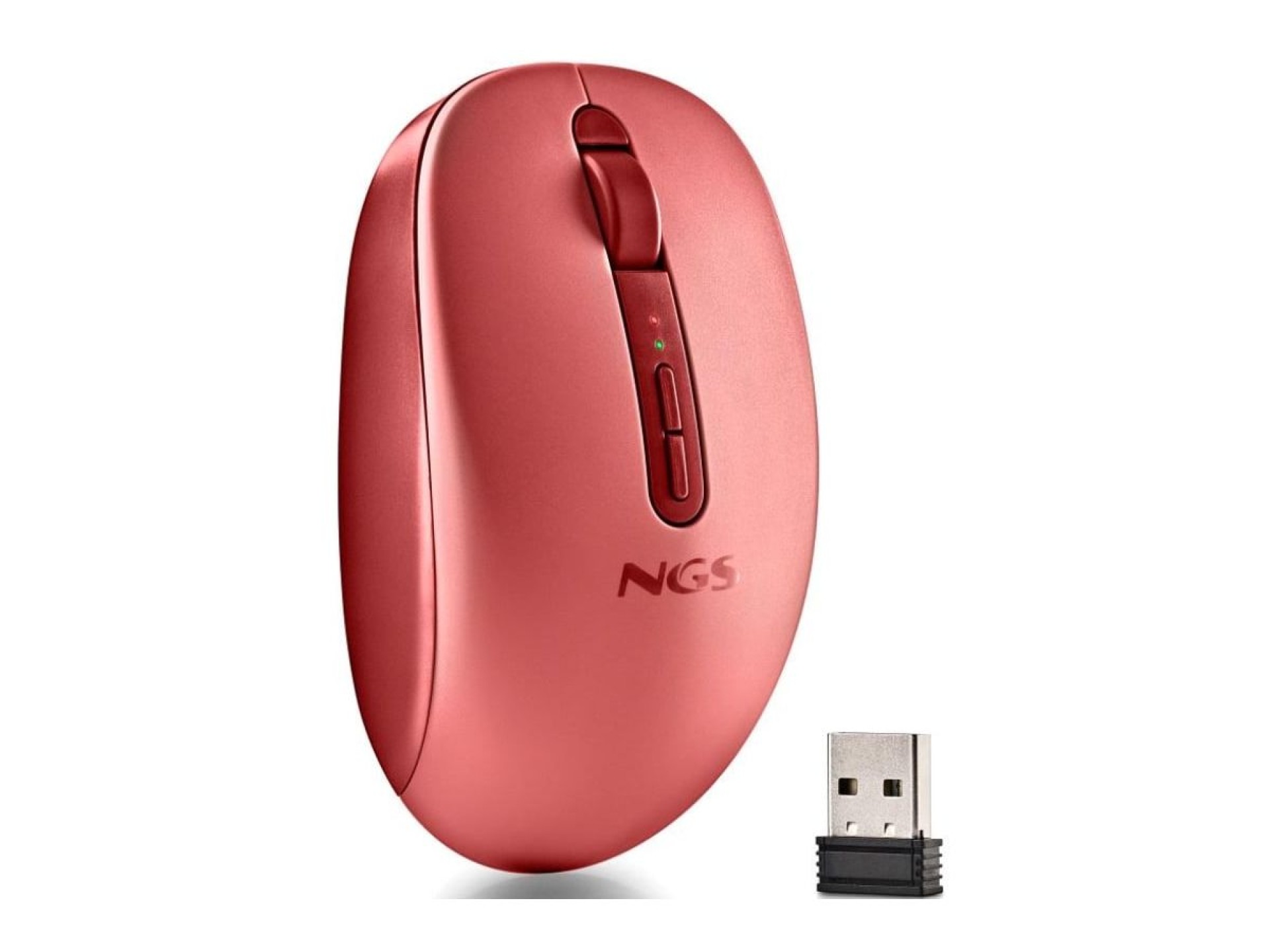 Mouse ergonômico sem fio NGS Fog Dual FOGDUALRED, silencioso/até 1600 DPI/vermelho