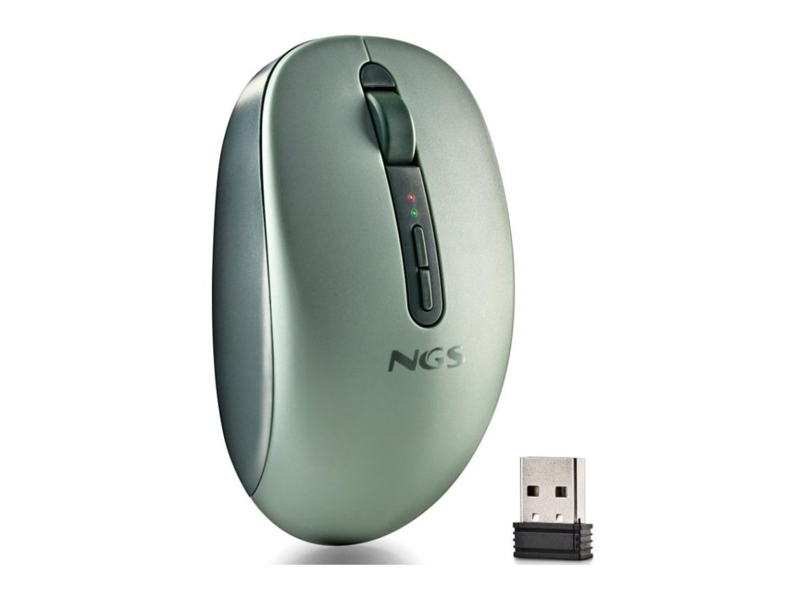 NGS Fog Dual FOGDUALGREEN Wireless Ergonomic Mouse, Silent/Up to 1600 DPI/Green