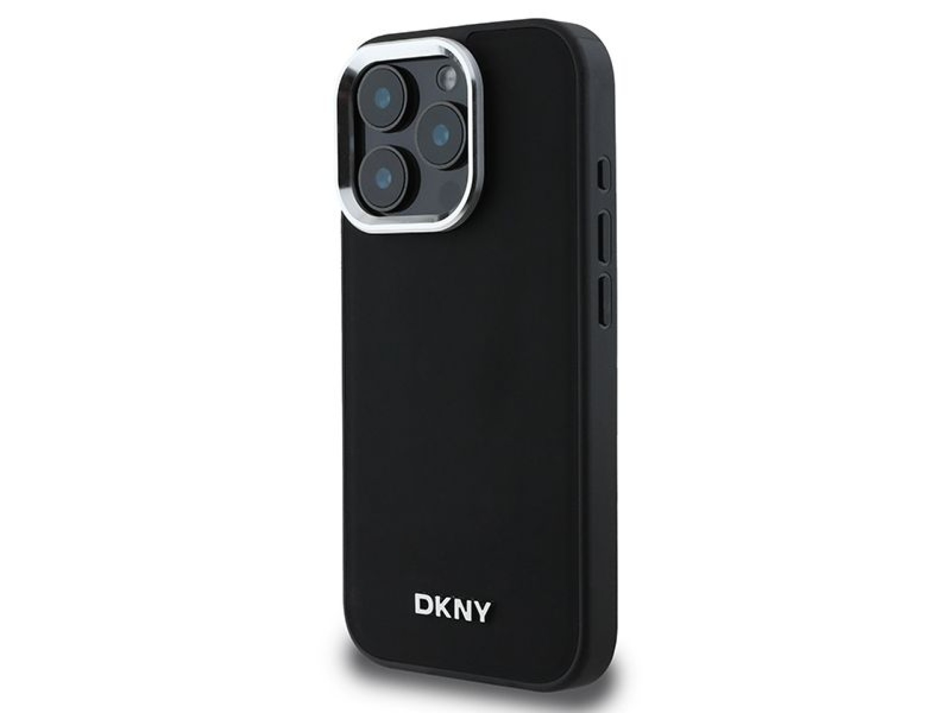 Capa DKNY Plain Silver Logo MagSafe para iPhone 16 Pro - Preta
